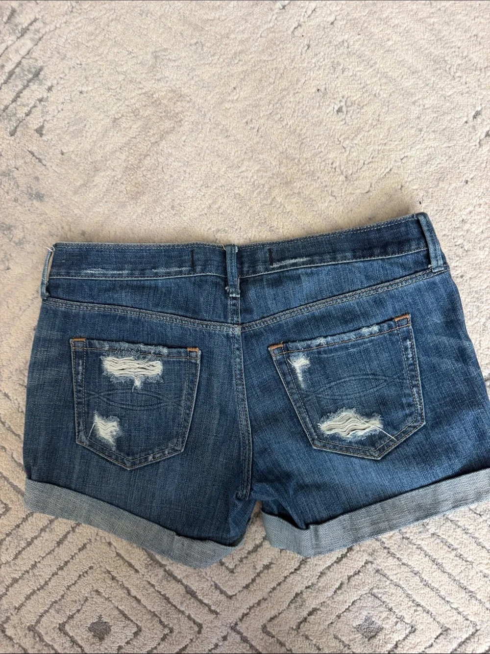 Abercrombie & Fitch Distressed Rolled-Hem Denim Shorts - low rise